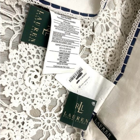 Ralph lauren Cote D’Azure accent pillow white linen embroidered 20” x 20” - Picture 9 of 13